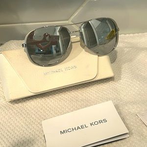 Michael Kors polarized Aviator sunglasses white silver